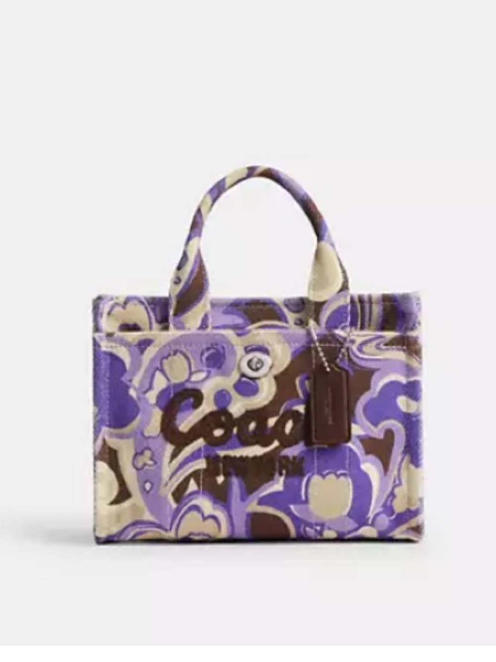 Coach Purple Floral Print  Tote Bag COACH Cargo Tote Bag 20
